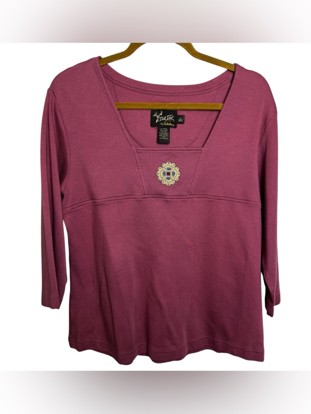 Vintage Cabela's muted pink square neck top y2k Dick Idol large pima cotton chic